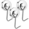 MAGXCENE 32mm Diameter Super Strong Magnetic Strong Magnetic Vertical Load Capacity Rotating Storage Stainless Steel with for and Wall Set of 3 Hooks,