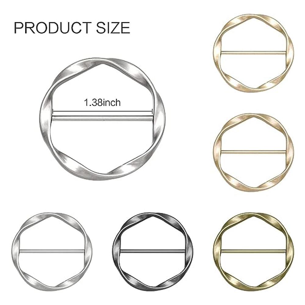 2PCS Scarf Clips and Ring T Shirt Clip for Women Fashion Metal Circle Buckle Clothing Ring Wrap Holders Clothes Hat Belt Decor