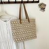 Splicing shoulder woven bag paper rope straw bag large capacity fashion beach bag casual women's bag