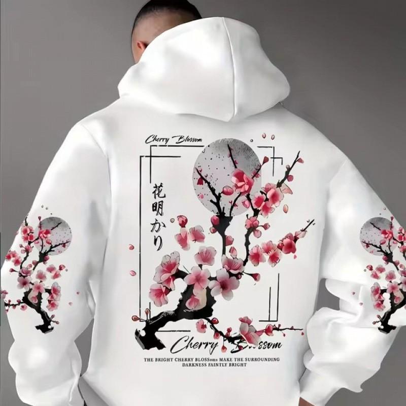 Unisex Hooded Sweatshirt With Vintage Print Loose Fit Long Sleeve Pullover Winter Casual Wear