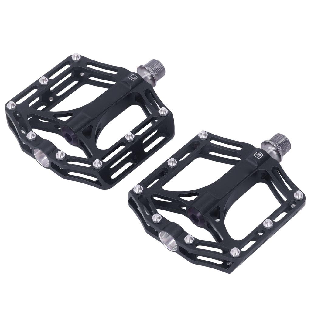 1 Pair Mountain Bike Pedals Universal Lightweight Titanium Alloy Road Bike Pedals for Road Mountain BMX MTB Bike Black