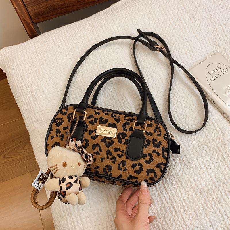 Geantă de bowling cu imprimeu leopard, Geantă pătrată mică portabilă de damă, Geantă de umăr versatilă de valoare ridicată