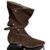 Sheepskin Version~ Korean Version Pointed Head Thick Heel Western Cowboy Boots Women's Autumn and Winter Leather Thick-soled Wide Tube Stacking