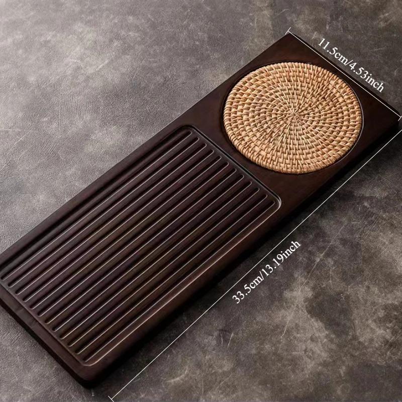 Solid Bamboo Wood Tea Tray Portable Rattan Mat Rectangle Serving Table Plate Storage Dish for Hotel Tea Plate Accessories Saucer