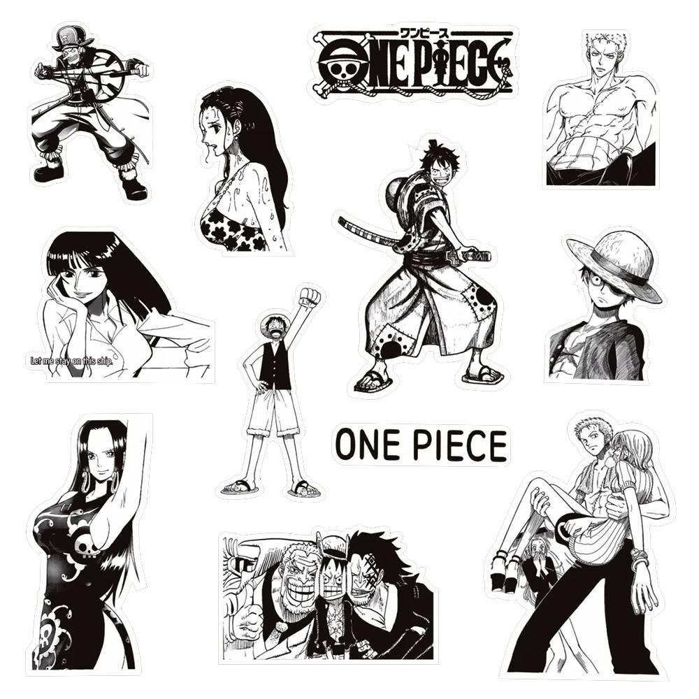 103065Pcs Black White Anime One Piece Stickers For Kids Diy Graffiti Motorcycle Skateboard Laptop Waterproof Cool Sticker Toys