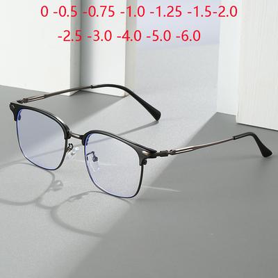 Blue Light Blocking Student Miopia Glasses With Prescription Fashion Women Men Square Myopes Lunettes Diopter 0 -0.5 -1.0 To -6