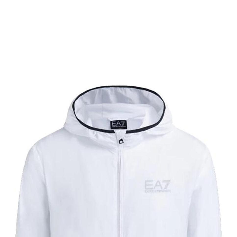 Emporio Armani EA7 Logo Zip Long Sleeve Jacket Men Jackets White 8NPB04-NN7Z-1100