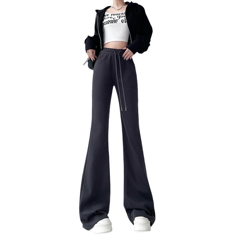 Women's High-Waisted Flared Sweatpants - Slimming Micro-Flare, Tall Fit, Spring/Autumn 2024 Collection