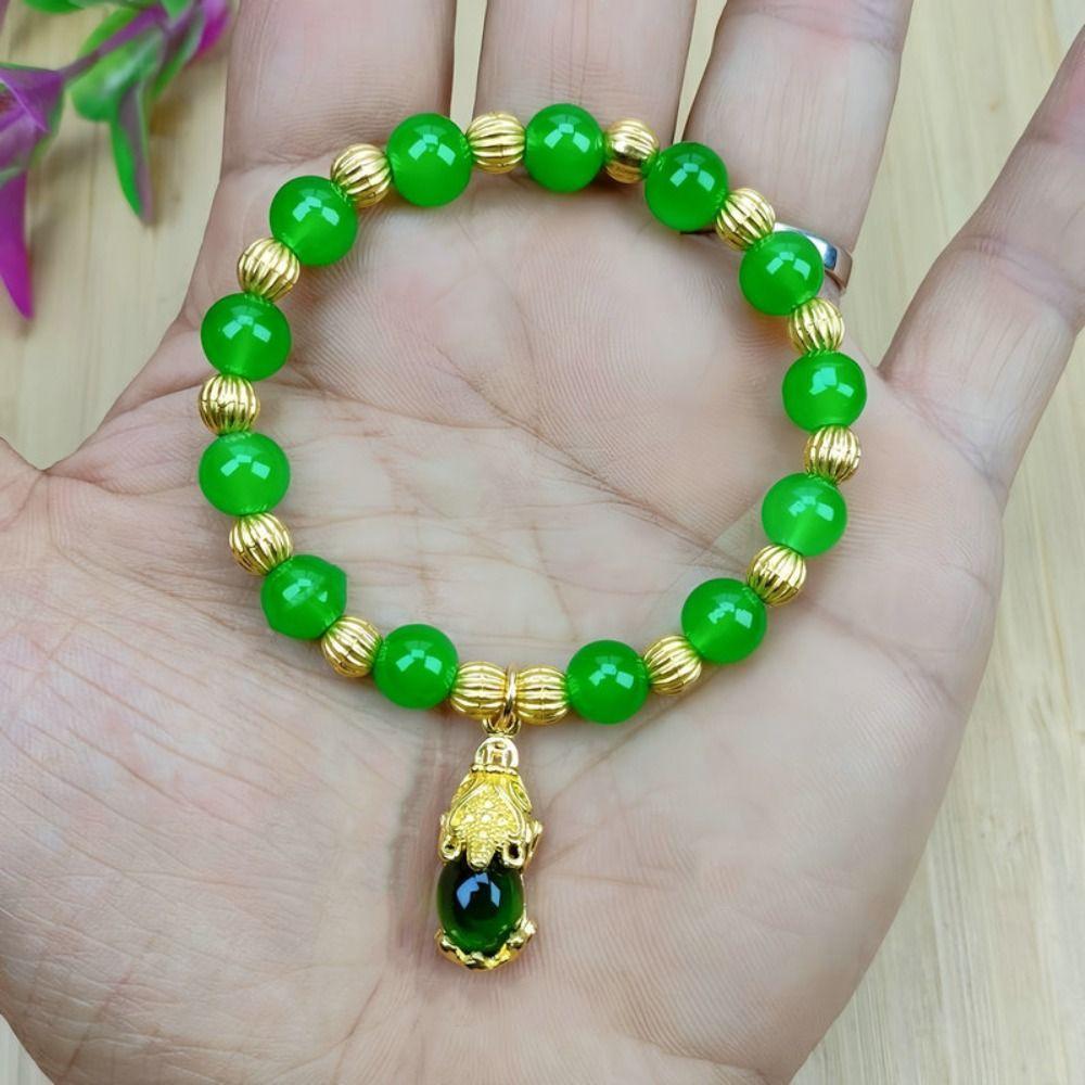 Delicate Imitation Marble Stone Bracelet Chinese Style Beaded Bangles  Men Women