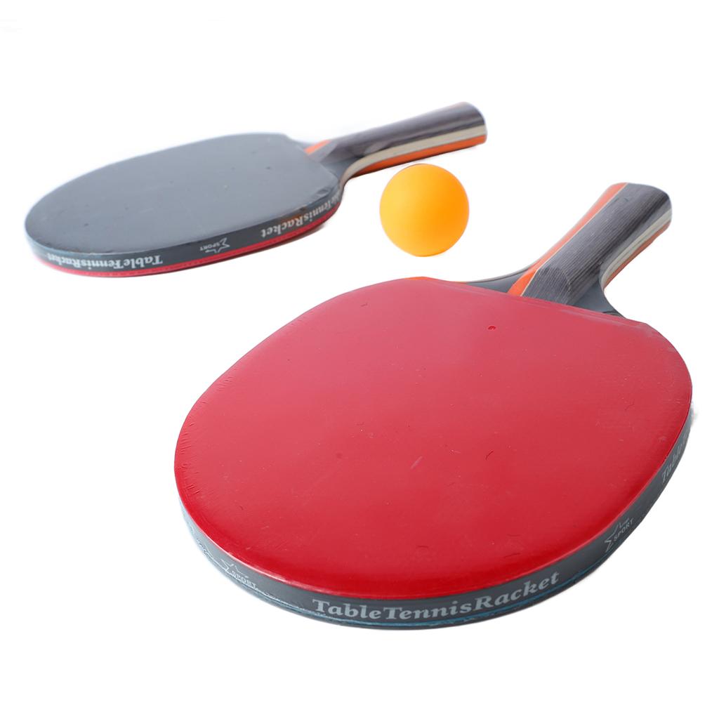 Table Tennis Paddle Set Long Sweat Absorbing Handle Table Tennis Bats with 3 Balls for Beginners