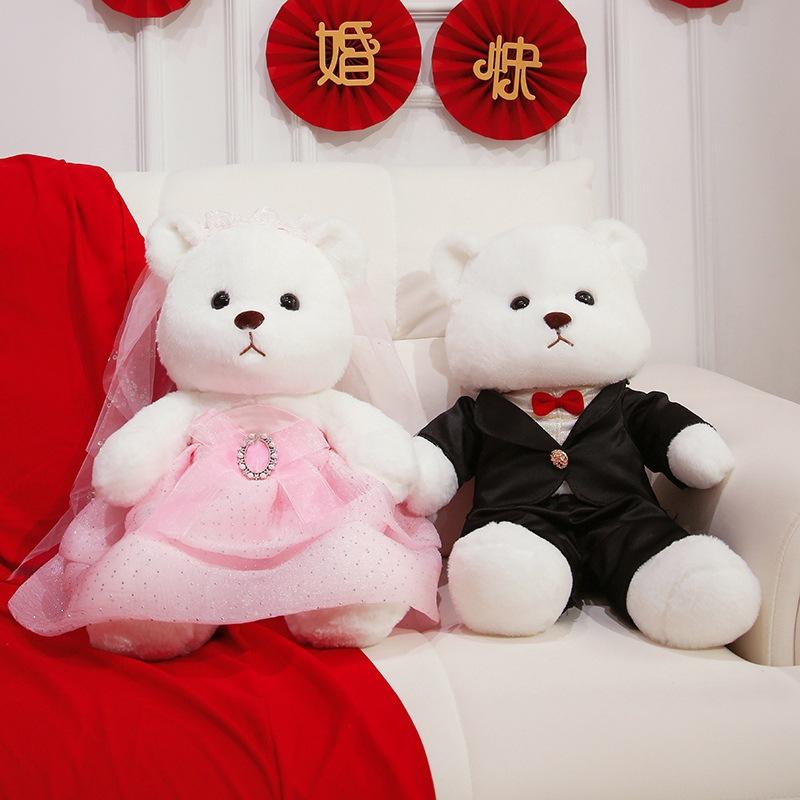Urs de nuntă Cuplu de nuntă Ursuleț de pluș Păpușă Cameră de nuntă Păpușă de cârpă de presă Pereche de păpuși Cadou de sărbătoare de logodnă