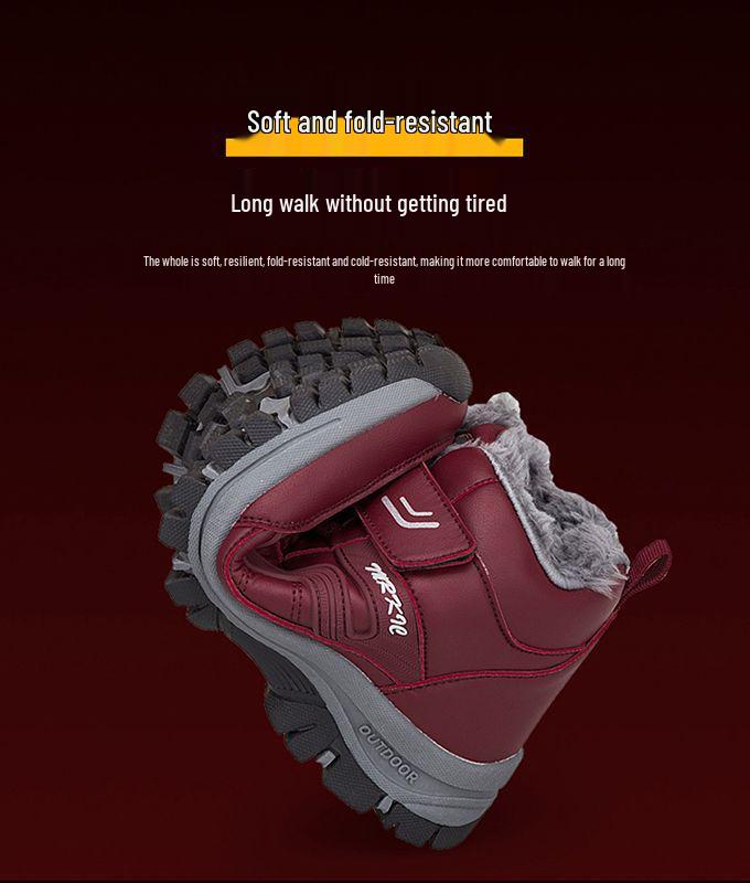 Warm Fleece-Lined Waterproof Anti-Slip Snow Boots for Elderly