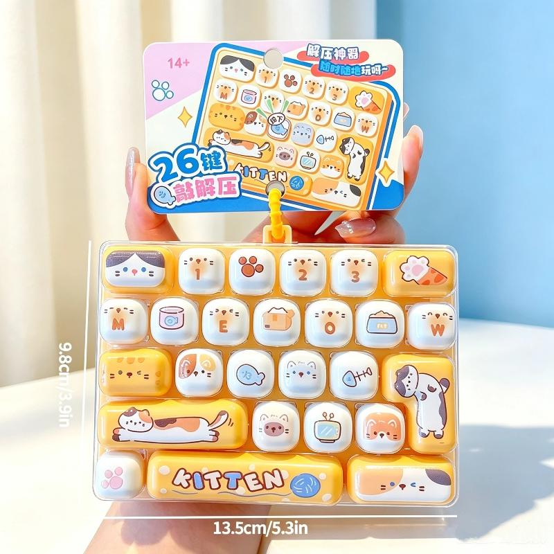 Mini Drukbaar Toetsenbord Stressverlichter Fidget Speelgoed Schattige Dierpatronen Kinderen Cadeaus Tas Hanger ABS Draagbaar Valbestendig