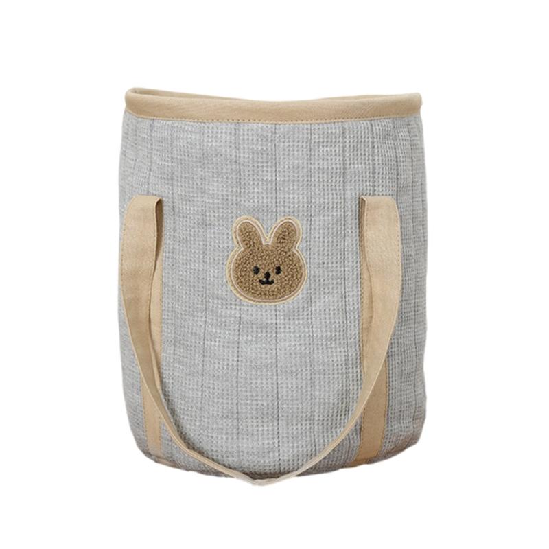 Large Capacity Mom Bag Diaper Bag for Women Splashproof Travel Storage Bag Lightweight Embroidered Rabbit Handbag серый