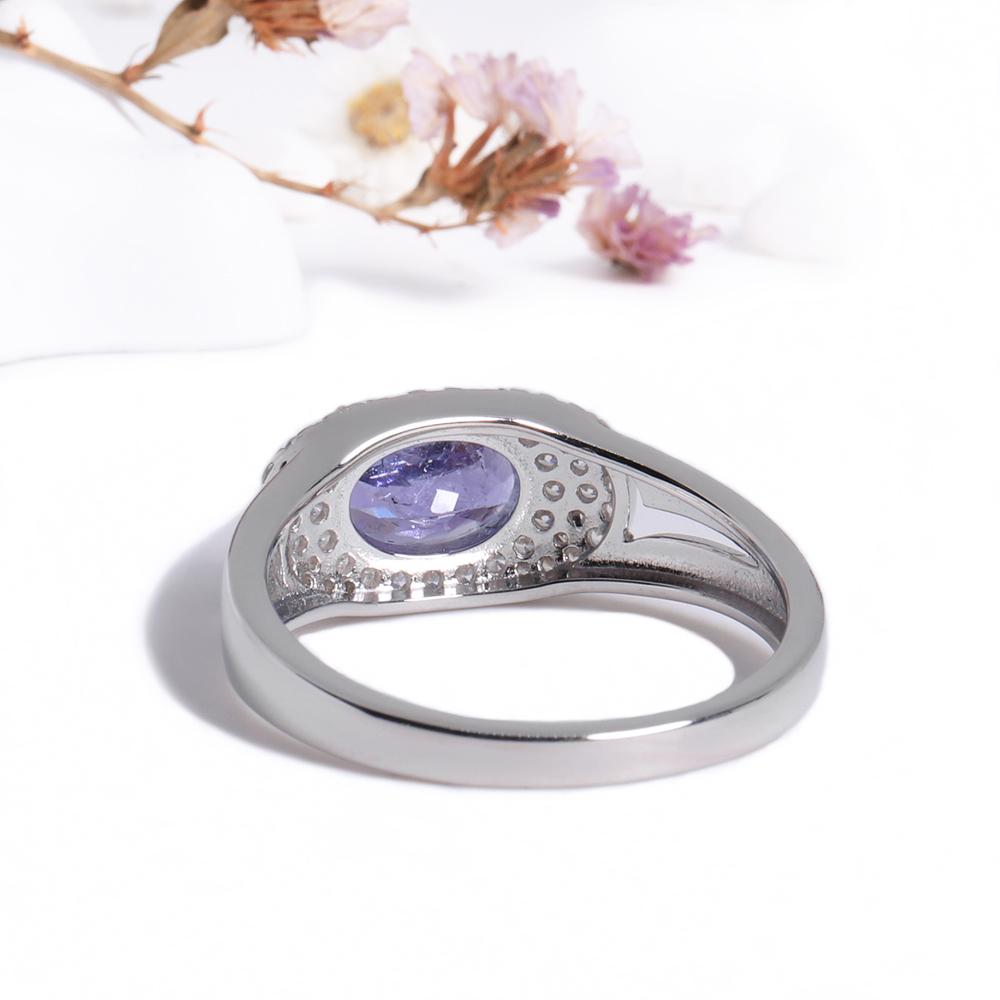 Precious Rare Natural blue Tanzanite Ring Earrings Set Real Gemstone Silver jewelry Women's anniversary & wedding gift