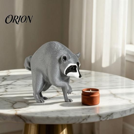 Indoor Outdoor Decor 3D Printed Raccoon Figurine, Realistic Animal Statue, Decorative Desktop Ornament Fine Craftsmanship Ornaments for Home