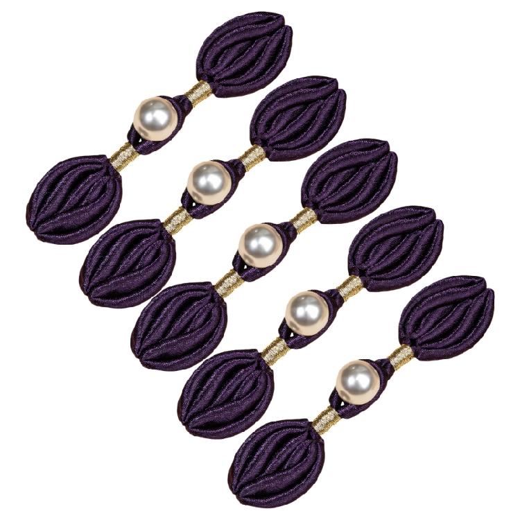 5Pcs Pearls Embellished Flower Shape Cheongsam Button Decorative Chinese Knot Button For Dress Cloaks Coat Sewing Craft