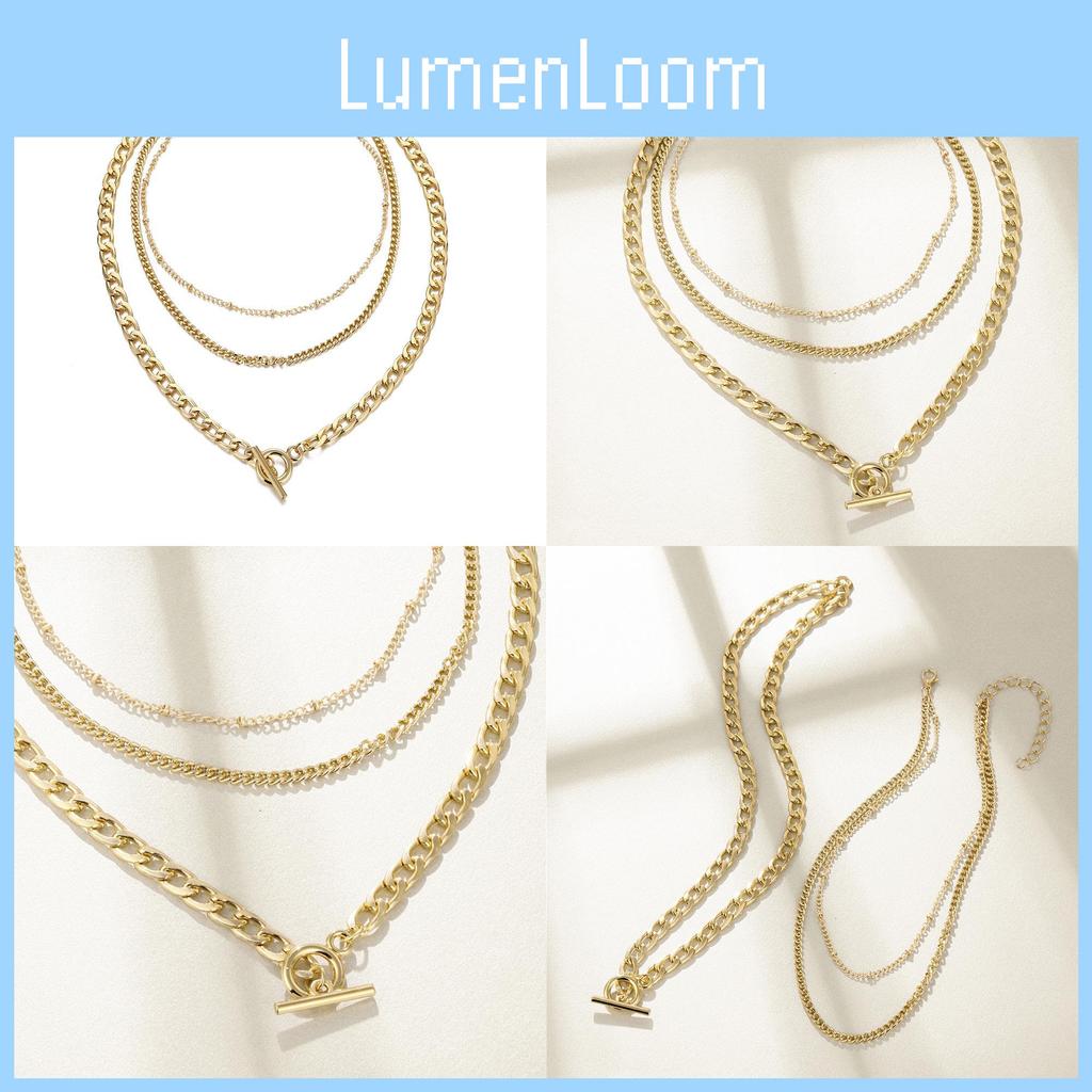 Stylish European And American Alloy Three Layered Choker Necklace For Women