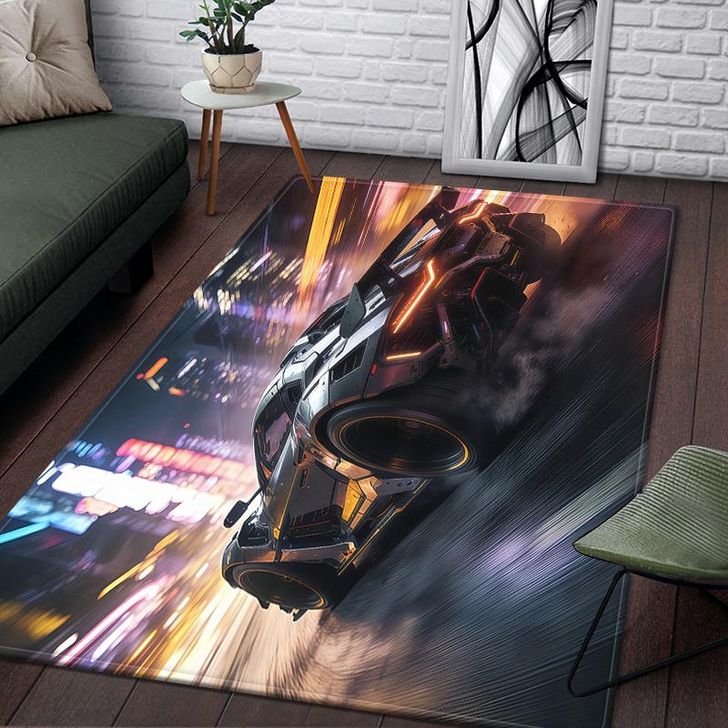 Rennwagen Teppich Mehrere Größen Anti-Rutsch Polyester Teppich Hochauflösender Sportwagen Druck Modernes Wohnzimmer Kinder Spielzimmer Dekor Teppich