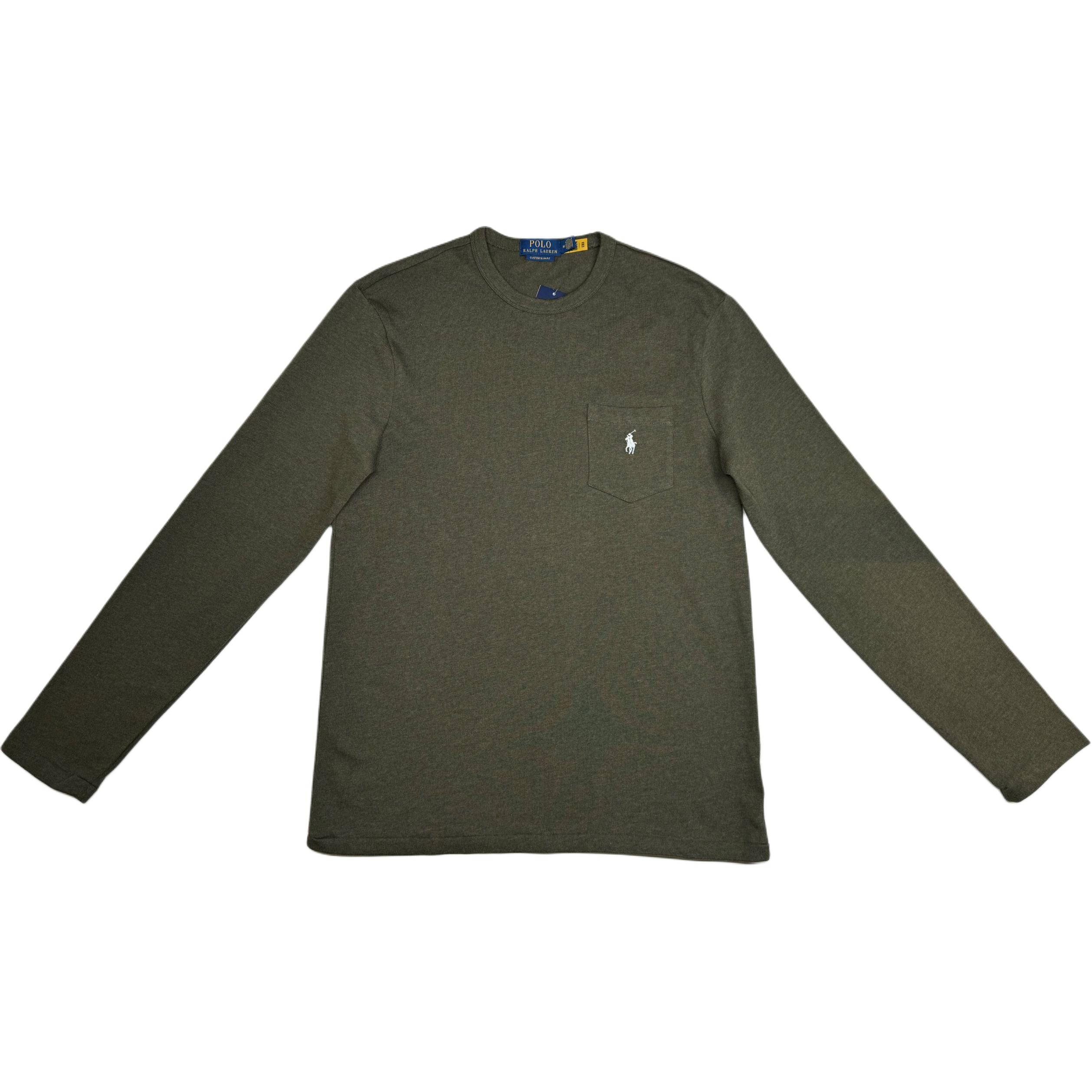 

Polo Ralph Lauren Однотонная футболка с вышивкой логотипа, с круглым вырезом и длинными рукавами, мужские топы 710962189-001 S