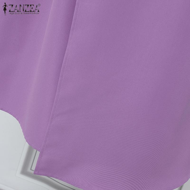 ZANZEA Women Casual Irregular V Neck Summer Short Sleeve Dress