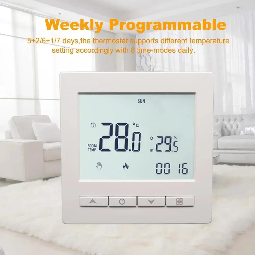 Floor Heating System Digital Thermostat 8.6*8.6*4cm Child Lock Thermostat For Safety Thermostat Child Safety Lock