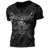 2025 Sommer Neu Heiß Vintage Wikinger Tattoo 3D Gedrucktes Herren T-Shirt Mode Street Bequem Atmungsaktiv Übergröße Lockeres Oberteil