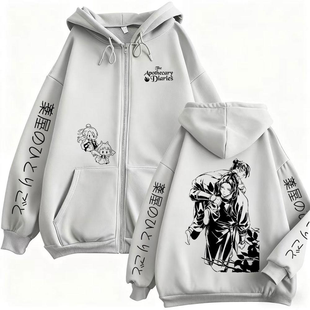 Felpa con zip anime The Apothecary Diaries Maomao Uomo Donna Manga Casual Pile con zip Giacca Felpa con zip Cosplay Cartone animato