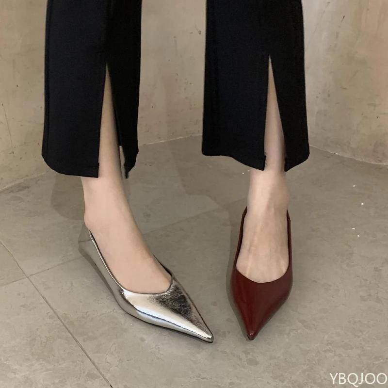 Fashion Naked Luxury Women's Shoes with Soft Leather Fine Heels Pointed Women Low Order Shoes Versatile Commuting Soft Leather Fine Heel