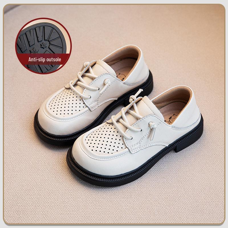 Boys' Black & White Leather Spring/Autumn Shoes - British Style with Soft Sole