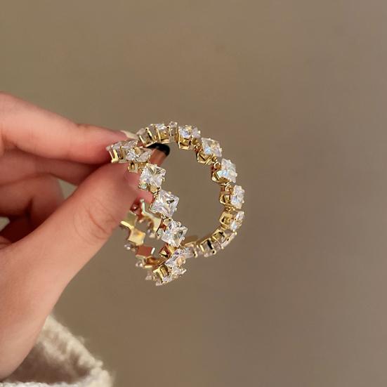 1 Paar Damen Creolen Glänzender Strass Rund Luxus Damen Ohrringe zum Geschenk