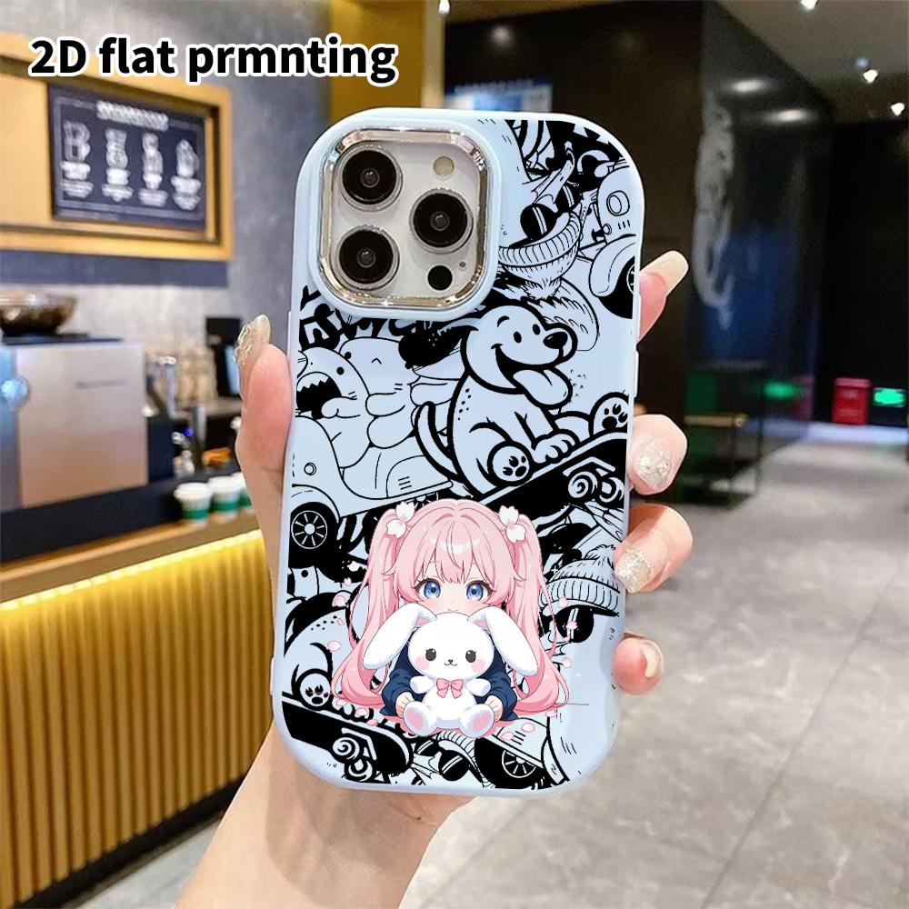 Phone Case: 2D Flat Design, Suitable for iPhone 18 17 16 15 14 13 Pro Protective Case, Twin-tail Girl, Perfect Christmas and Halloween Holiday Gift