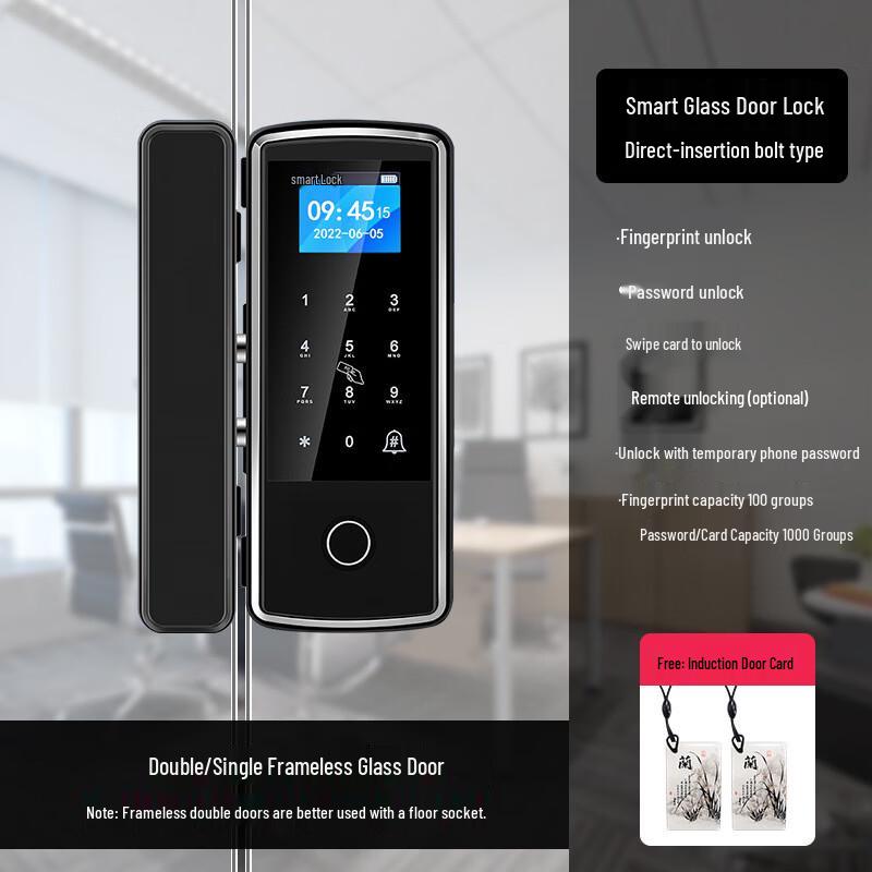 

Smart Fingerprint Glass Door Lock CN plug (adapter included)