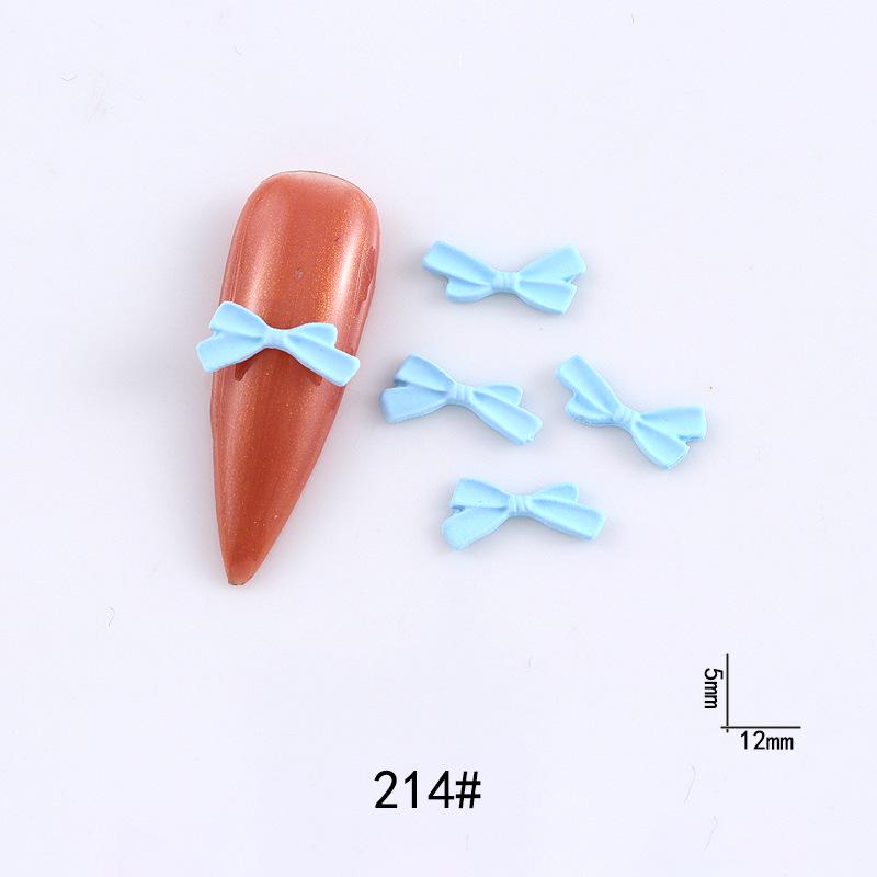 New Cute Bow Heart Nail Art: Frosted Matte Blue & Pink