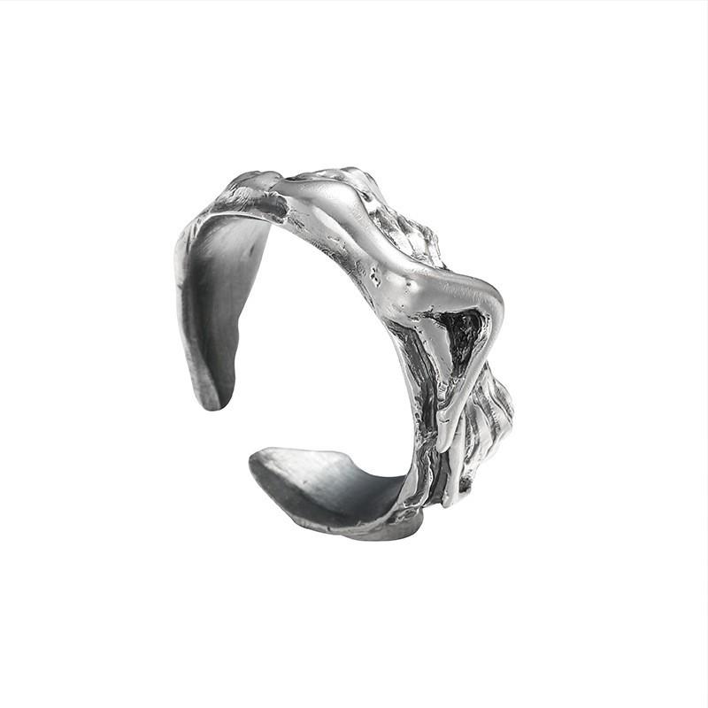 Adjustable Open Ring Couples Vintage Geometric Design Plated Romantic Matching Rings Men Women