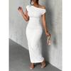 IHUASU Fashion Summer Spring Solid Color Print Short Sleeve Casual Dresses