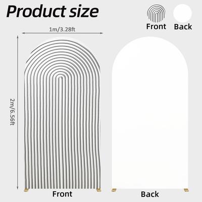 6.56FT Off-White Ripples Stripes Pattern Arch Backdrop Cover Backdrop for Birthday Party Banquet Wedding Baby Shower Decor