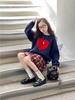 Girls' Heart Jacquard Sweater & Skirt Set - 2025 New Kids' Cozy Knitted Style