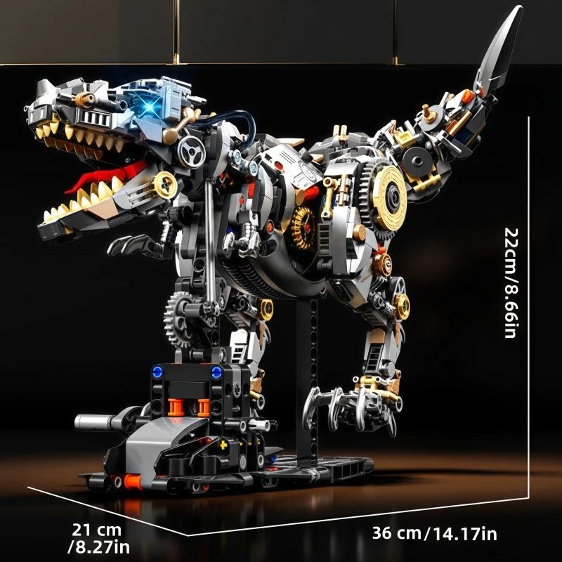 Mechanical T-Rex Skull Building Blocks Creative Technical MOC Model Kit STEM Educational Construction Toy for Adults Kids Gift