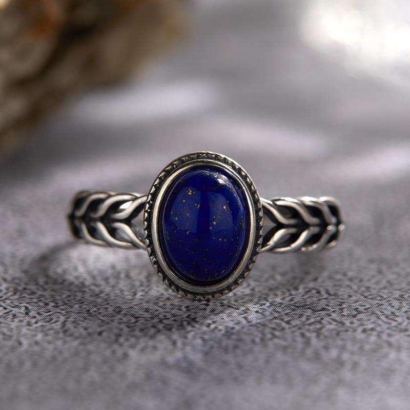 S925 Sterling Silver Natural Kyanite Color Treasure Fashion Ring Women'S Open Ring