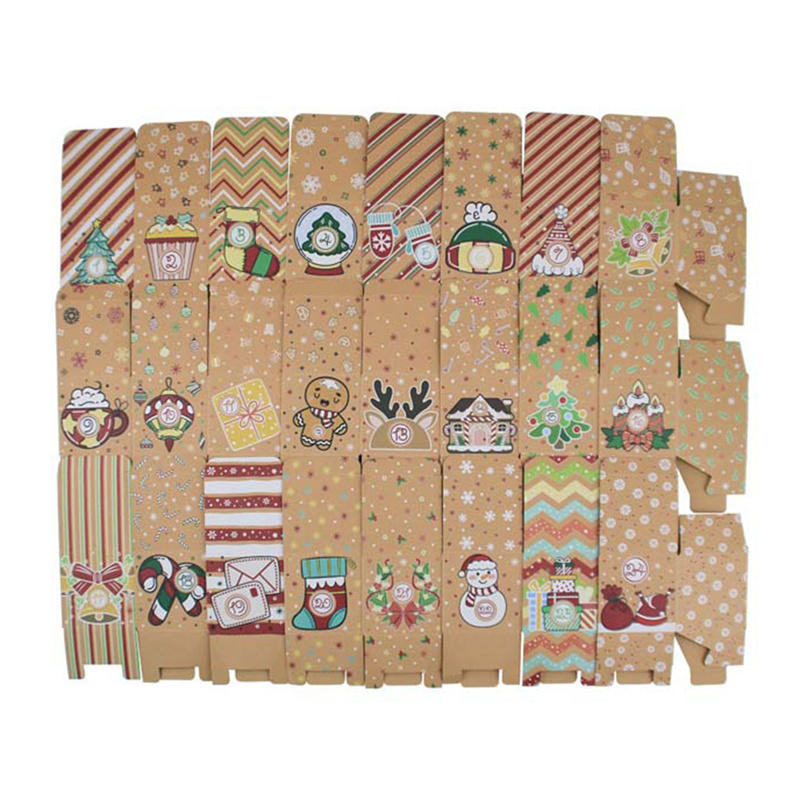 24 Pcs DIY Kraft Paper Christmas Advent Calendar Boxes Christmas Cardboard Number Boxes for Kids Adults School Office Xmas Holiday