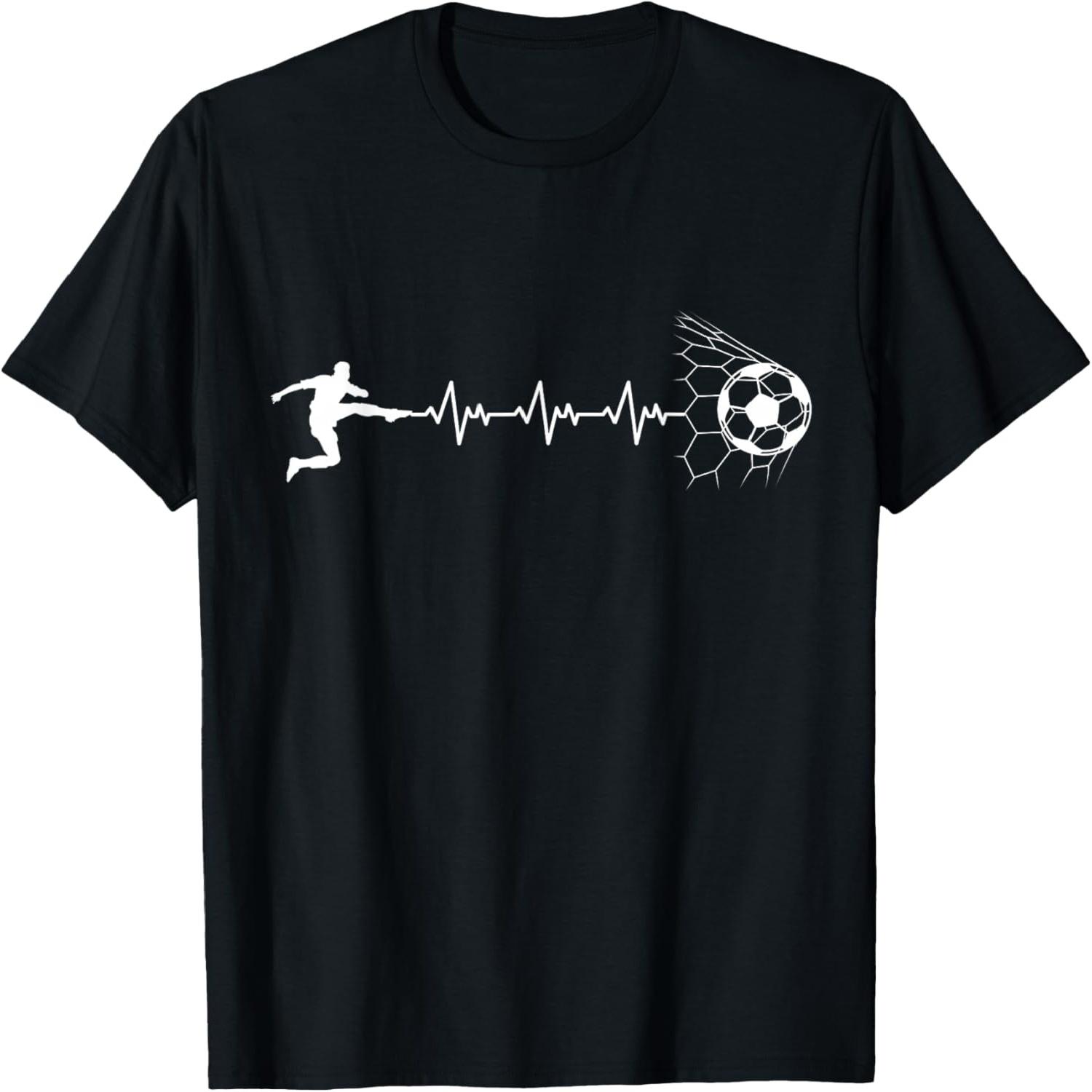 Funny Soccer Player Heart Pulse Graphic Sport Football Fan T-Shirt S