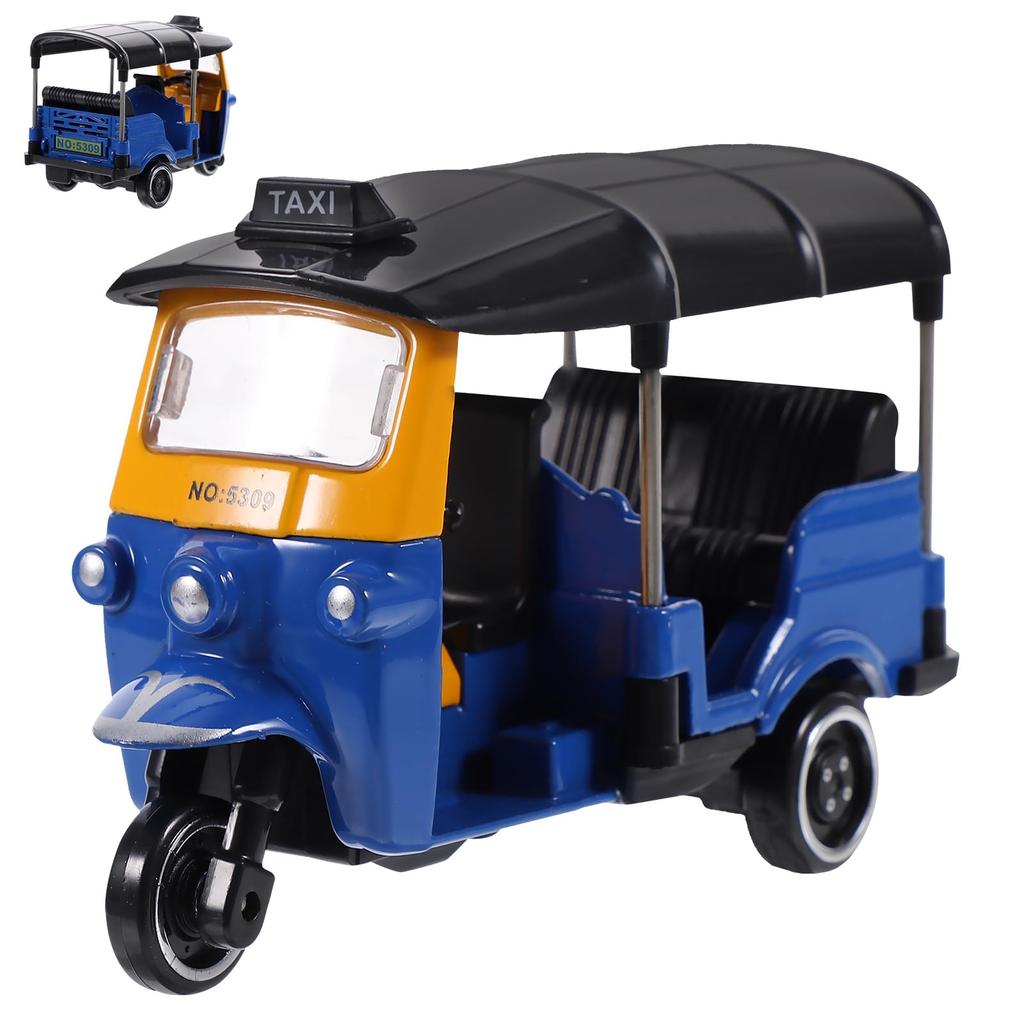 LEDMOMO Tomica Mini Car Toy Pull Back Map with Storage Box Birthday Gift Tricycle Model Alloy Tricycle Model Vintage Tricycle Decoration Home
