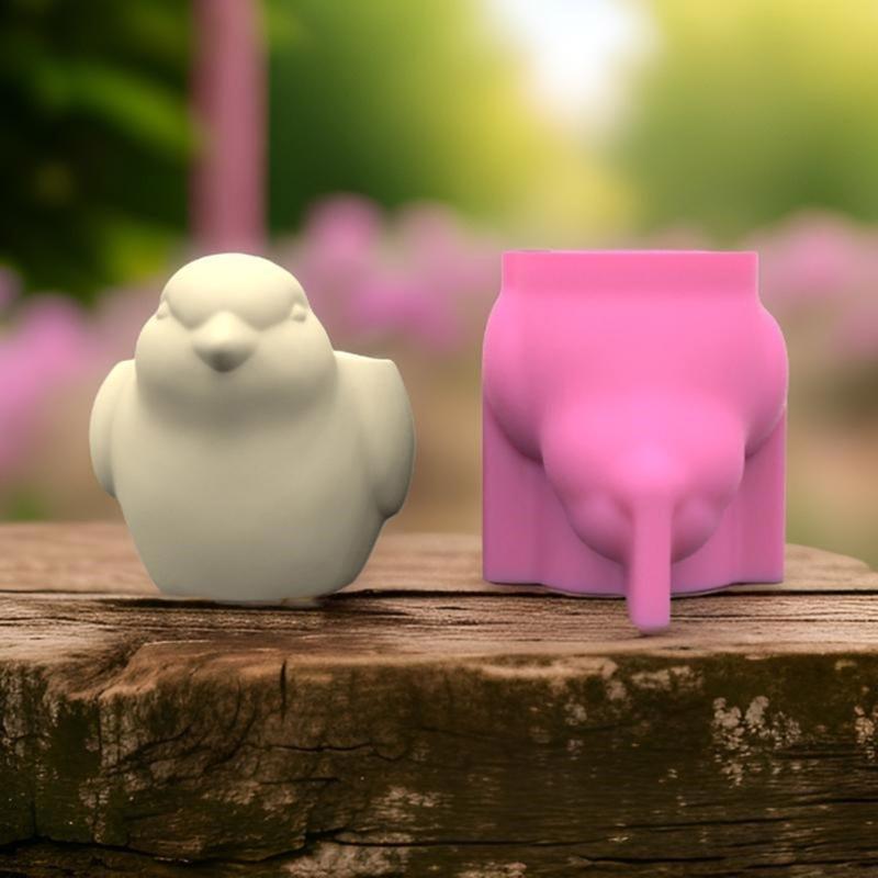 Creative Bird Shaped Cement Planter Silicone Mold for Flower Pots Pen Holder Casting Mold for Garden Decoration