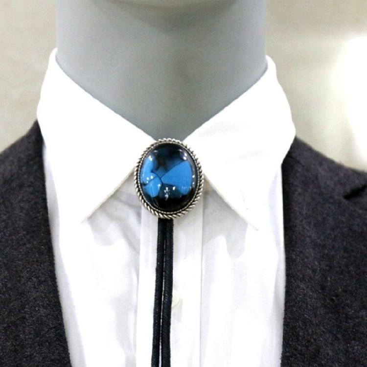 Braided Shoestring Stone Bolo Tie Carved Charm Cowboy Necktie Necklace