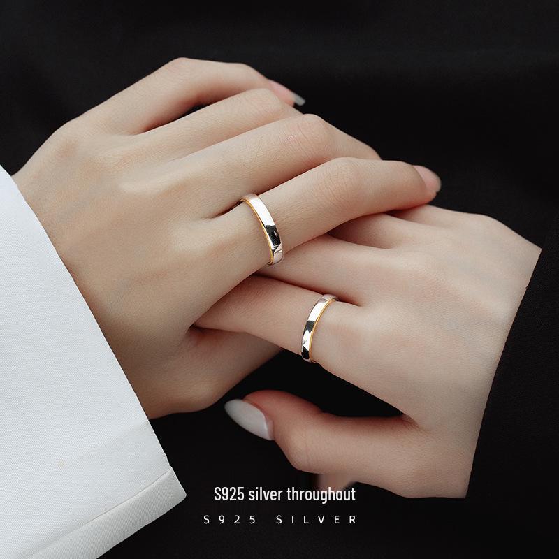 Banyan Tree S925 Silver Couple Rings – Classic Smooth Love Bands for Index Finger