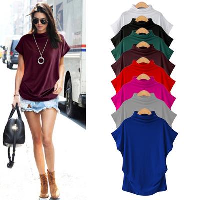 2026 Plus Size Women's High Collar Top WISH High Collar T-Sleeve Short Sleeve T-Shirt for Women