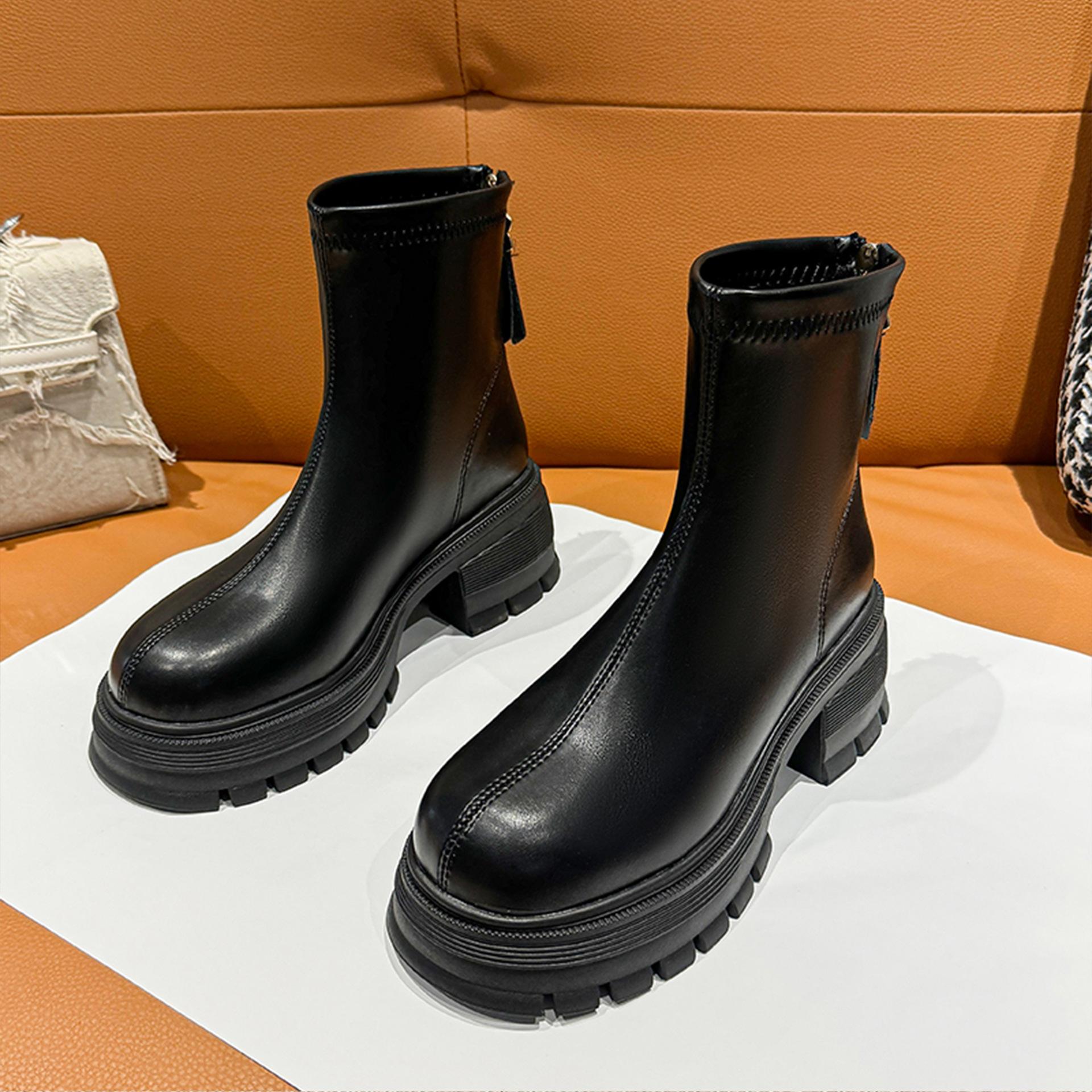 

Ботильоны на толстой подошве Модные женские ботинки Короткие ботинки Женские новые ботинки Мартин Осенне-зимние тонкие рыцарские ботинки 40