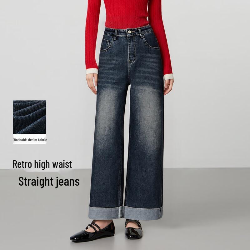 

FivePlus Retro Washed High-Waist Straight-Leg Cropped Jeans S