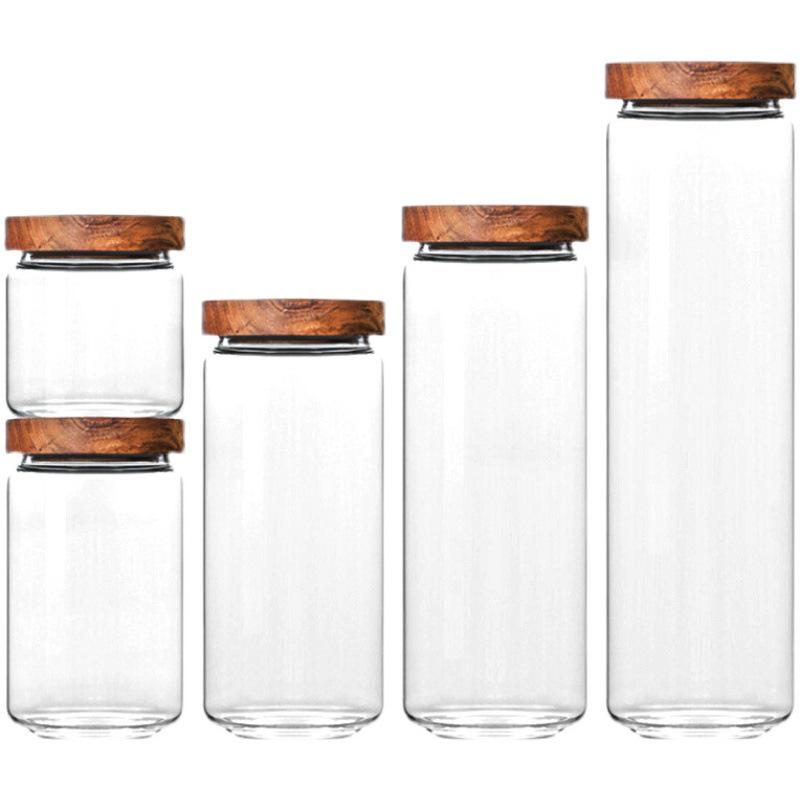 Transparent High Borosilicate Glass Storage Jar for Coffee Beans, Tea, and Grains
